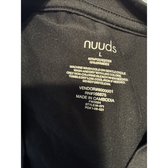 Nuuds Men’s Solid Black Crew Neck T Shirt Long Sleeve Large - Picture 4 of 4